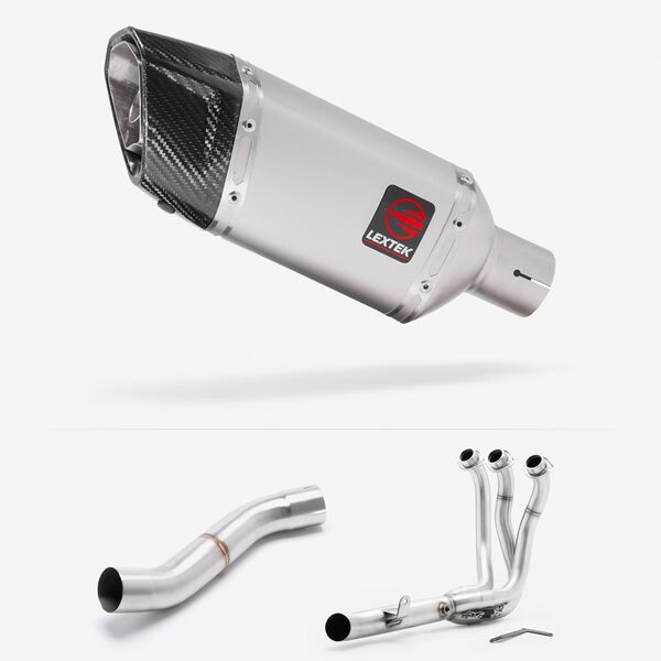 Lextek Matt Stainless Steel SP5 200mm High Level Full system for Yamaha MT-09 2024-2026