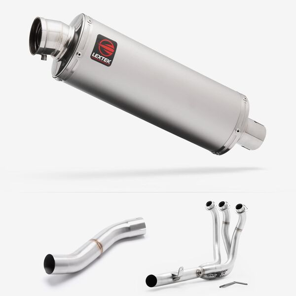 Lextek Matt Stainless Steel OP1 350mm High Level Full system for Yamaha MT-09 2024-2026