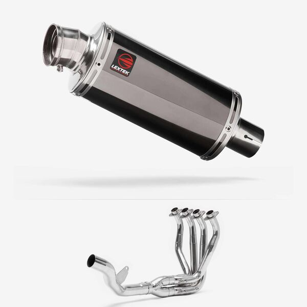 Lextek Smoked Stainless Steel OP16 250mm Single Sided Exhaust System for Kawasaki Z1000SX (10-19)