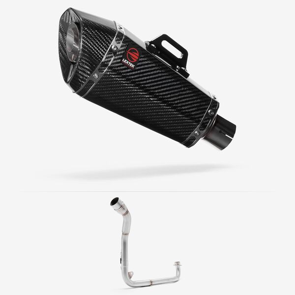 Lextek Carbon Fibre XP8C 210mm Single Underseat Exhaust System for Honda MSX Grom 125 (13-16)