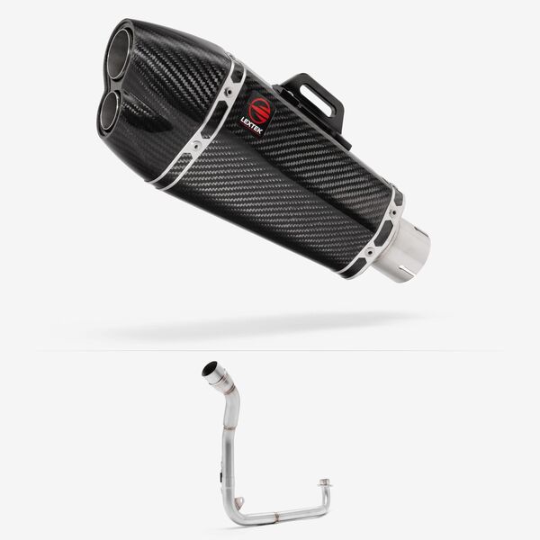 Lextek Carbon Fibre XP13C 210mm Single Underseat Exhaust System for Honda MSX Grom 125 (13-16)