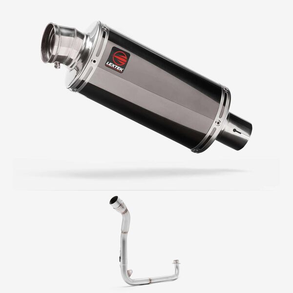 Lextek Smoked Stainless Steel OP16 250mm Single Underseat Exhaust System