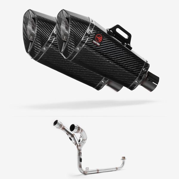 Lextek Carbon Fibre XP8C 210mm Twin Underseat Exhaust System for Honda MSX Grom 125 (13-16)