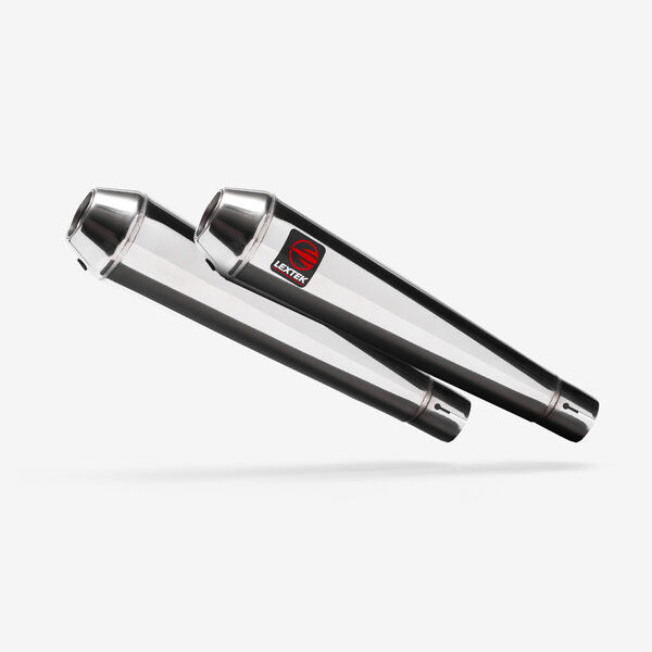 Lextek 2 x Polished Stainless Steel AC1 350mm Exhaust Silencer