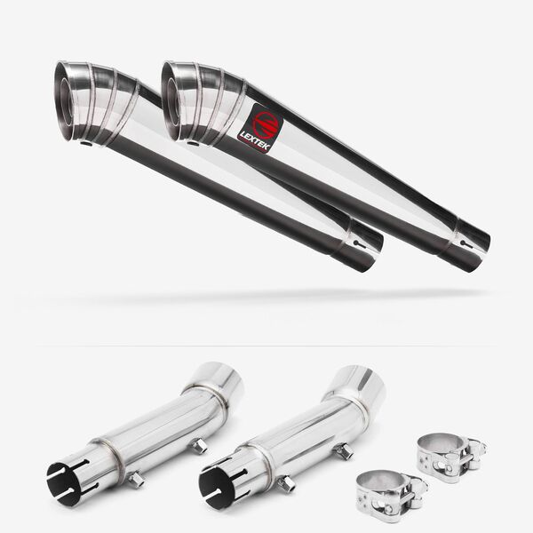 Lextek Polished Stainless Steel MP4 300mm Exhaust with Link Pipe for Honda CB900 F Hornet (01-09)