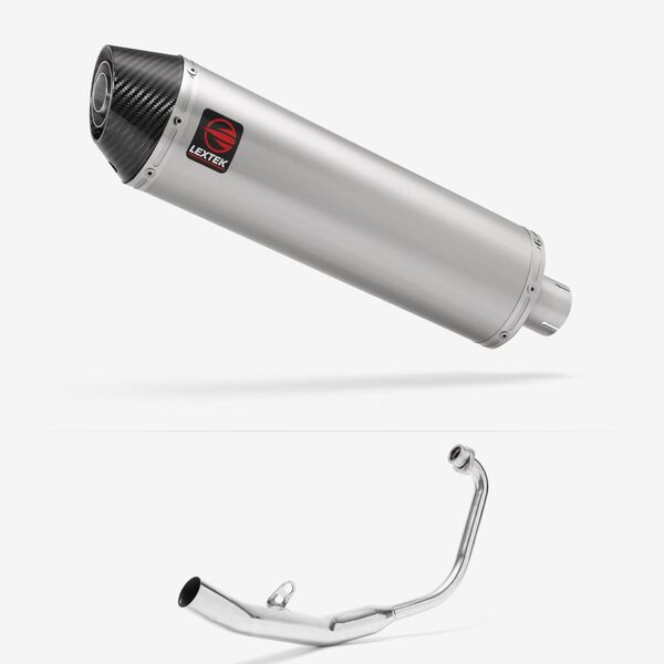 Lextek Brushed Stainless Steel RP1 400mm Exhaust System for Honda CBR 125 R (11-19)