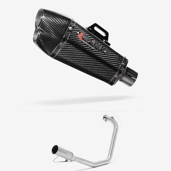 Lextek Carbon Fibre XP13C 210mm Exhaust System for Yamaha YBR 125 (05-16)