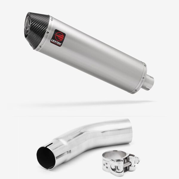 Lextek Brushed Stainless Steel RP1 400mm Exhaust with Link Pipe for Suzuki GSR750 (11-16)