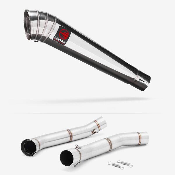 Lextek Polished Stainless Steel MP4 300mm Exhaust with Link Pipe for KTM 690 Duke (12-19)