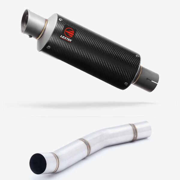Lextek Carbon Fibre GP8C 240mm Exhaust with Link Pipe for Kawasaki Z750 (07-12)