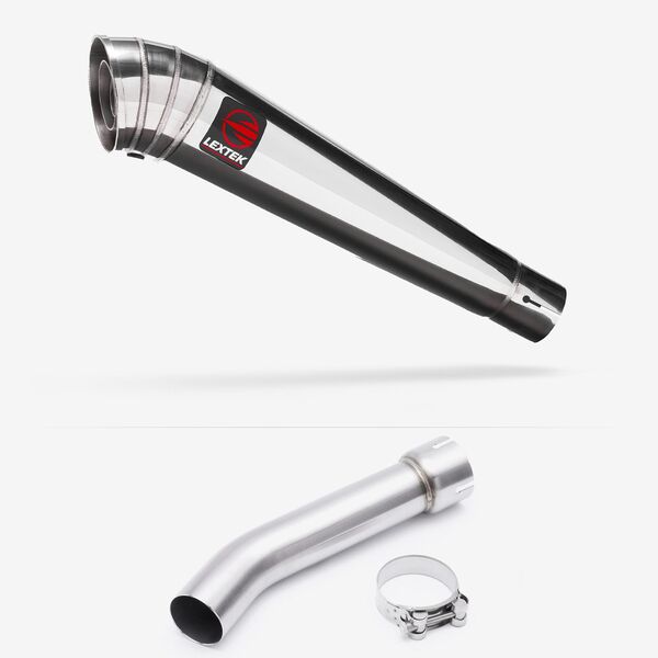Lextek Polished Stainless Steel MP4 300mm Exhaust with Link Pipe for Yamaha FZ1 (06-15)
