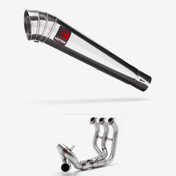 Lextek Polished Stainless Steel MP4 300mm Low Level Exhaust System for Yamaha MT-09 (13-20)