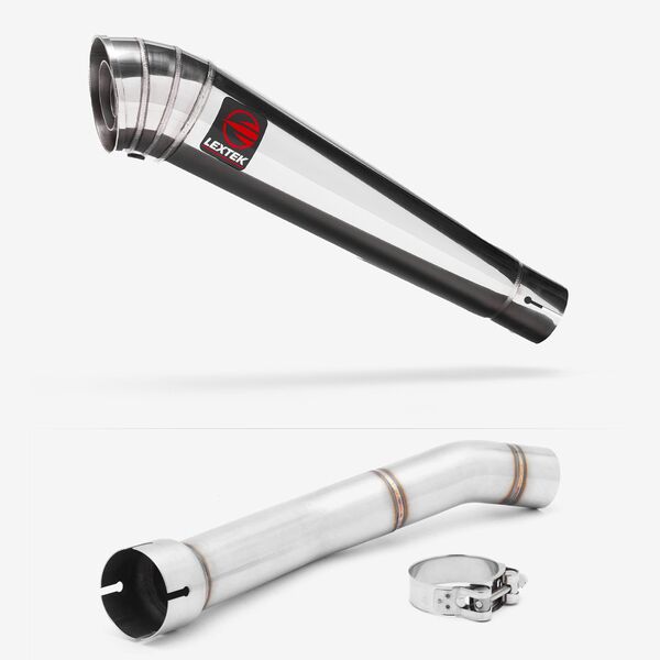 Lextek Polished Stainless Steel MP4 300mm Exhaust with Link Pipe for Yamaha YZF R1 (99-01)