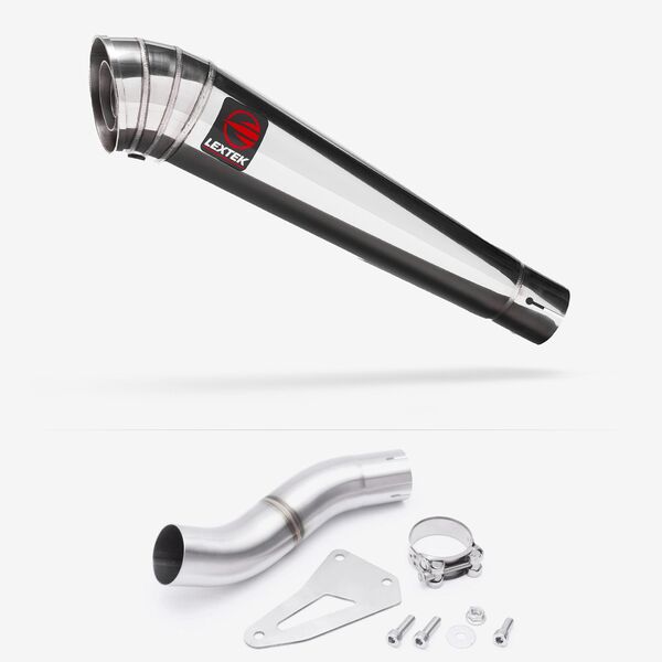 Lextek Polished Stainless Steel MP4 300mm Exhaust with Low Level Link Pipe