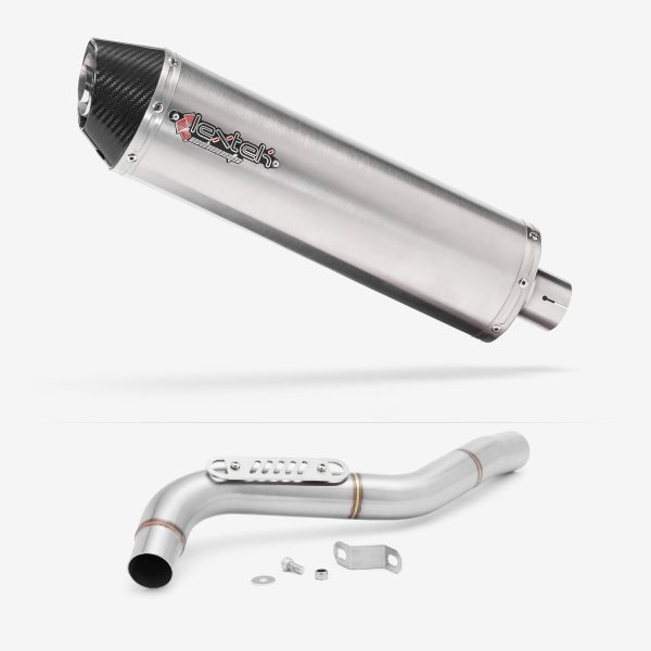 Lextek RP1 Gloss S/Steel Oval Exhaust 400mm with Link Pipe for Triumph Tiger 1050 (07-12)