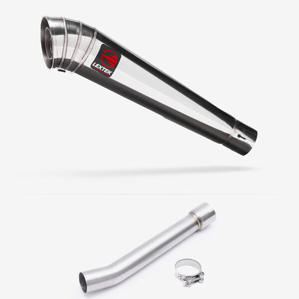 Lextek Polished Stainless Steel MP4 300mm Exhaust with Link Pipe for Yamaha FZS 1000 (00-05)