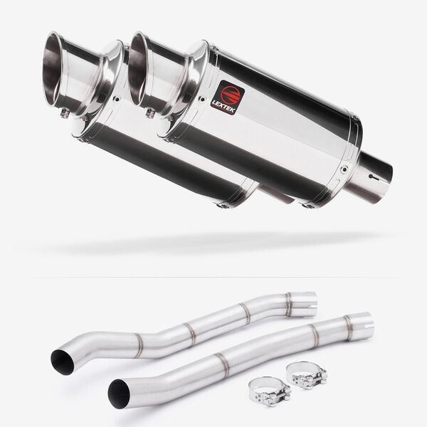 Lextek Stainless Steel YP4 Stubby Exhaust 200mm with Link Pipes for Kawasaki ZZR1400 (12-19)