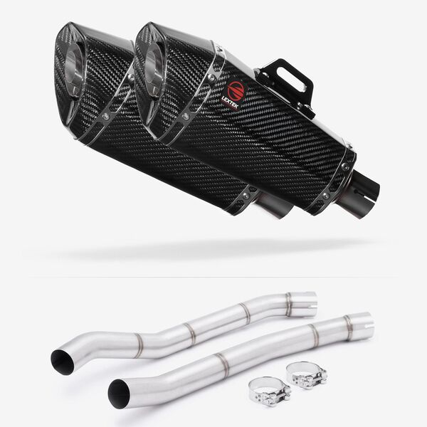 Lextek Carbon Fibre XP8C 210mm Exhaust with Link Pipes for Kawasaki ZZR1400 (12-19)