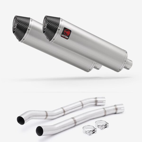 Lextek Brushed Stainless Steel RP1 400mm Exhaust with Link Pipes for Kawasaki ZZR1400 (12-19)
