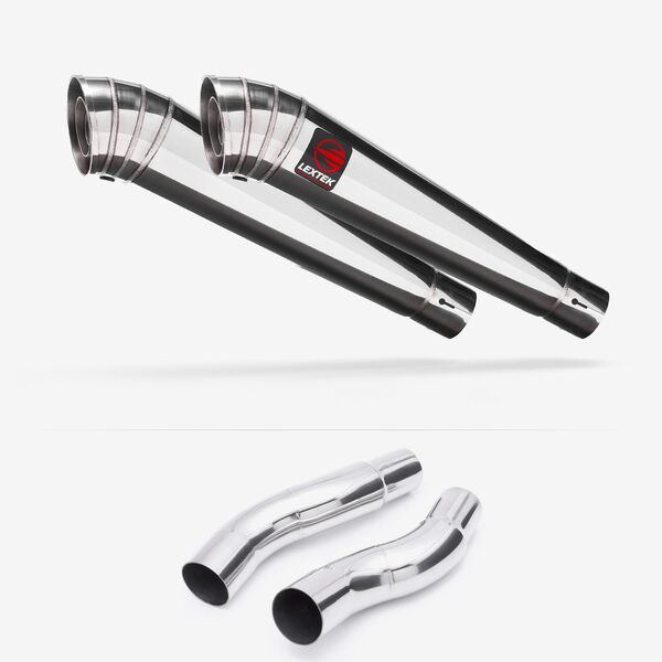 Lextek Polished Stainless Steel MP4 300mm Exhaust with Link Pipes for Kawasaki Z1000 (14-19)