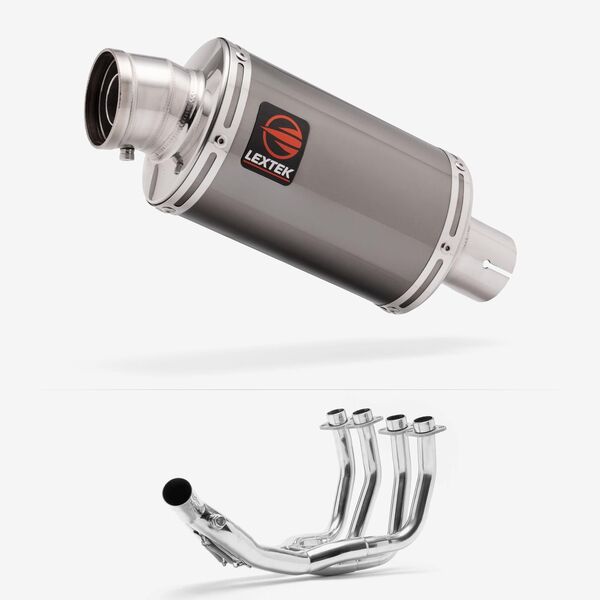Lextek Smoked Stainless Steel OP15 200mm Exhaust System for Yamaha XJ6 Diversion (09-16)