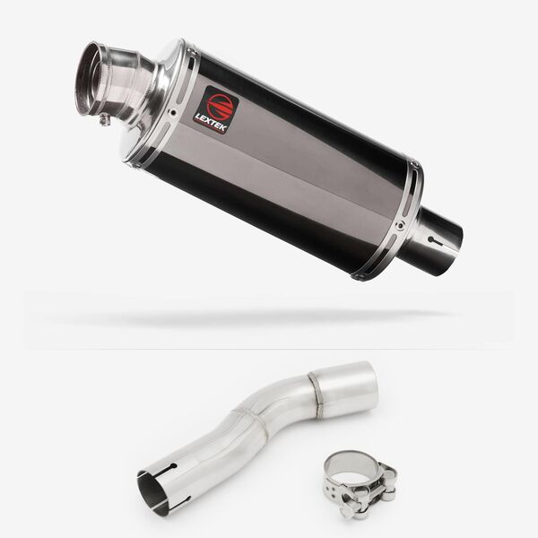 Lextek Smoked Stainless Steel OP16 250mm Exhaust with Link Pipe for Honda CMX500 Rebel (17-19)