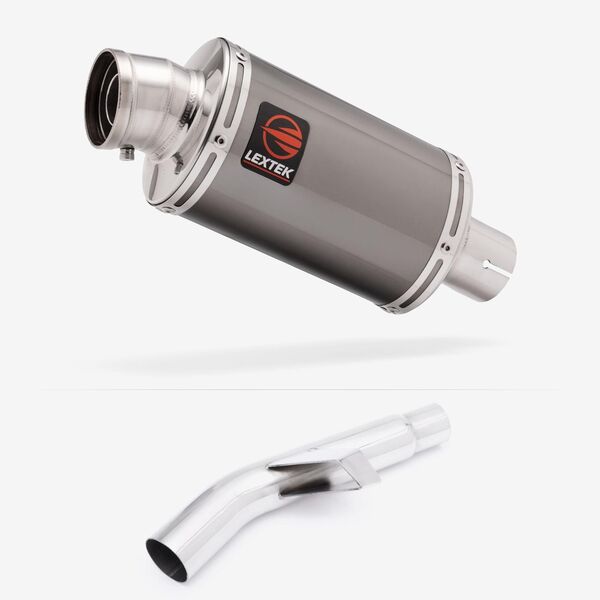 Lextek Smoked Stainless Steel OP15 200mm Exhaust with Link Pipe for Kawasaki Versys 1000 (15-18)