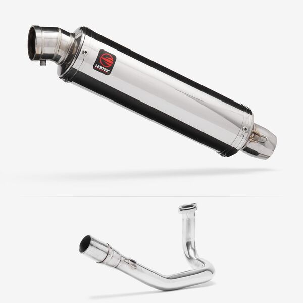 Lextek Polished Stainless Steel RR4 400mm Exhaust System for GY6 50cc (For 10inch Wheel)