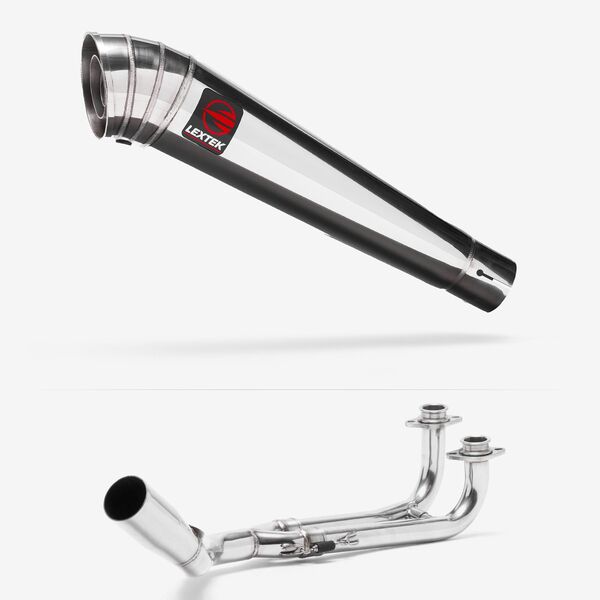 Lextek Polished Stainless Steel MP4 300mm Exhaust System for Yamaha T-Max 500/530 (12-17)