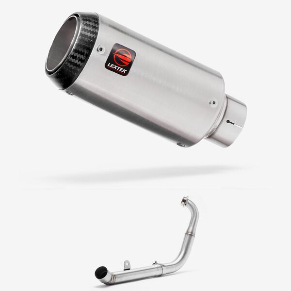 Lextek Matt Stainless Steel CP1 150mm Exhaust System for Yamaha YZF-R125 / MT-125 (14-18)
