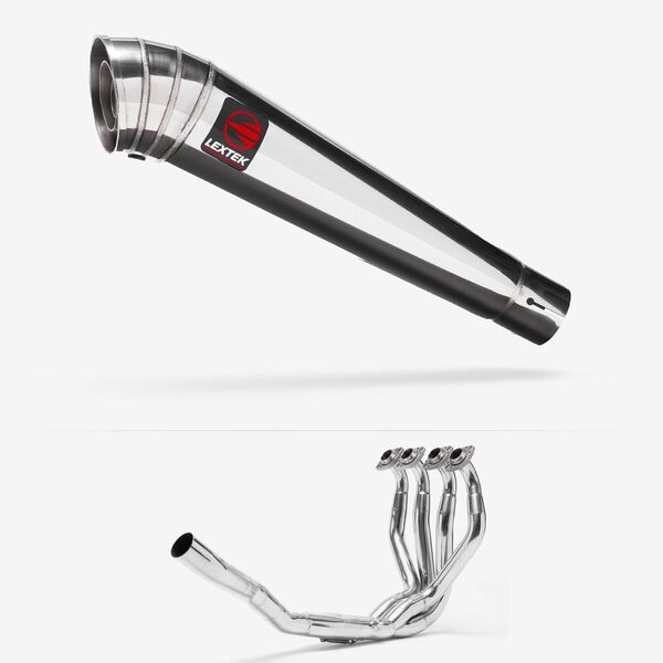 Lextek Polished Stainless Steel MP4 300mm Exhaust System for Kawasaki ZX-6R Ninja (09-23)
