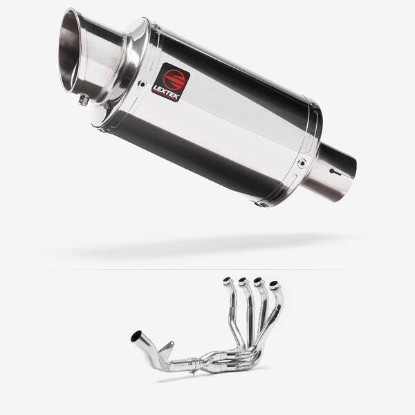Lextek Stainless Steel YP4 Stubby Exhaust System 200mm Single Sided for Kawasaki Z1000 (10-19)