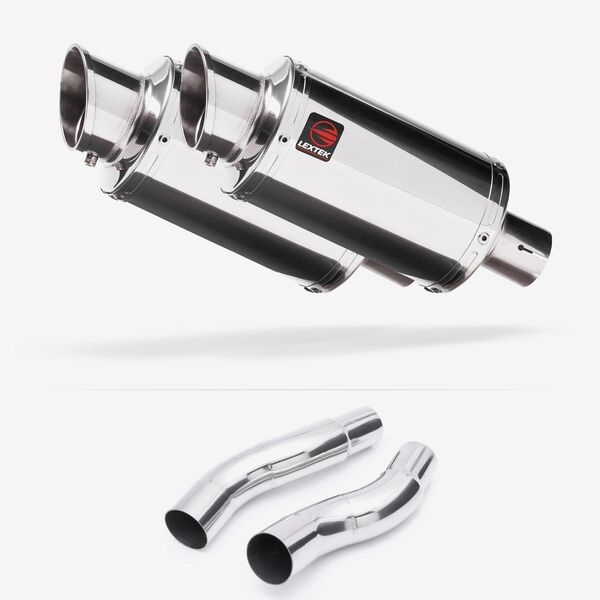 Lextek Stainless Steel YP4 Stubby Exhaust 200mm with Link Pipes for Kawasaki Z1000 (14-19)