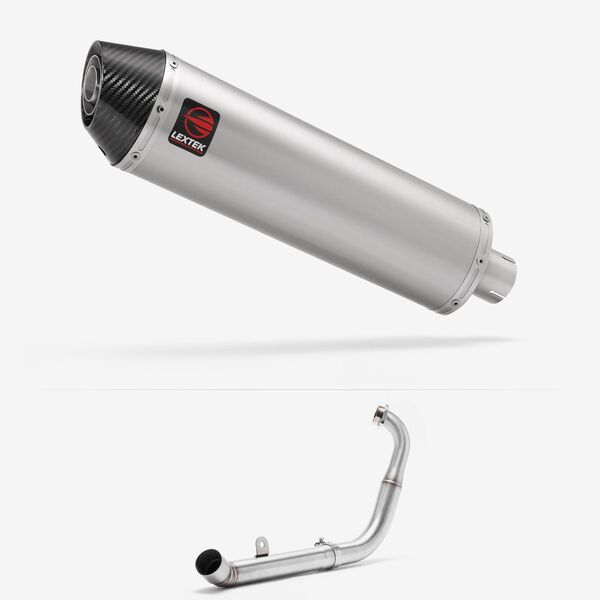 Lextek Brushed Stainless Steel RP1 400mm Exhaust System for Yamaha YZF-R125 / MT-125 (14-18)