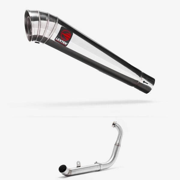 Lextek Polished Stainless Steel MP4 300mm Exhaust System for Yamaha YZF-R125 / MT-125 (14-18)