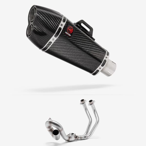 Lextek Carbon Fibre XP13C 210mm Low Level Exhaust System for Yamaha MT-07/XSR 700 (14-24)