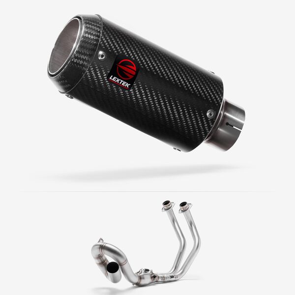 Lextek Carbon Fibre CP8C 150mm Low Level Exhaust System for Yamaha MT-07/XSR 700 (14-24)
