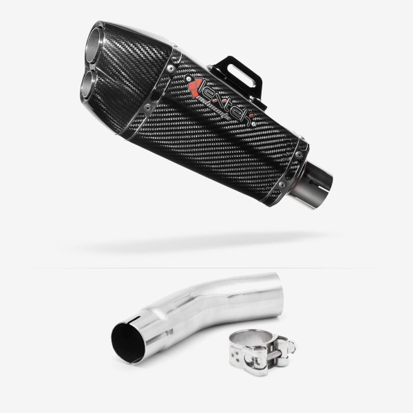 Lextek XP13C Carbon Fibre Exhaust 210mm with Link Pipe for Suzuki GSX-S750 (17-21)