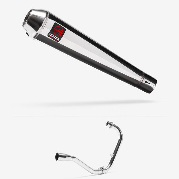 Lextek Polished Stainless Steel AC1 350mm Exhaust System for Lexmoto Michigan 125