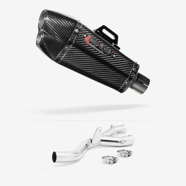 Lextek XP13C Carbon Fibre Exhaust 210mm with De-Cat Link Pipe for Yamaha MT-10 (16-)