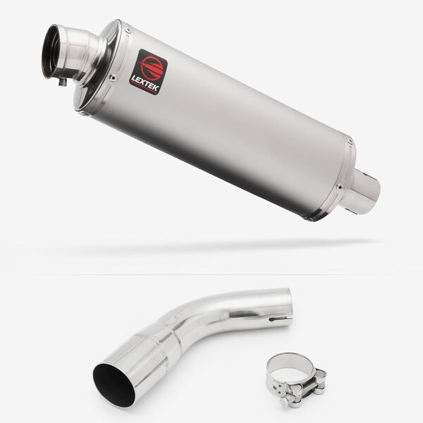 Lextek Matt Stainless Steel OP1 350mm Exhaust with Link Pipe for Suzuki SV650 (16-20)