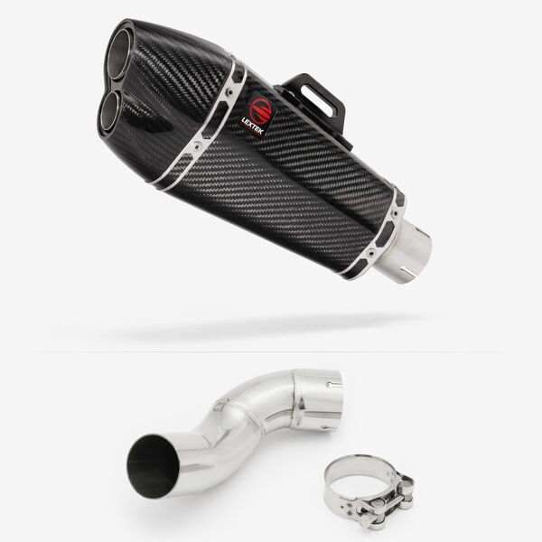 Lextek Carbon Fibre XP13C 210mm Exhaust with Link Pipe for Kawasaki Z900 (17-19)