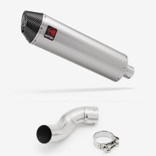 Lextek Brushed Stainless Steel RP1 400mm Exhaust with Link Pipe for Kawasaki Z900 (17-19)