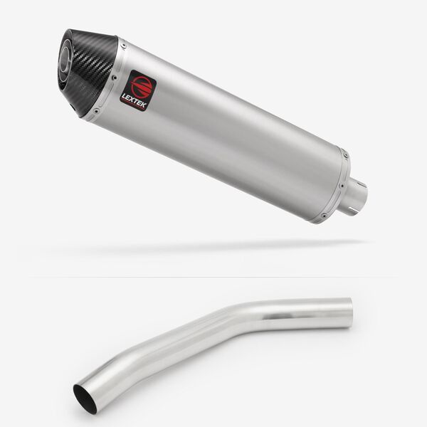 Lextek Brushed Stainless Steel RP1 400mm Exhaust with Link Pipe for Triumph Tiger 800 (10-19)