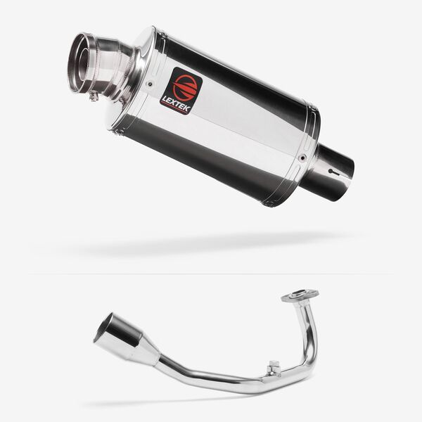 Lextek Polished Stainless Steel OP4 200mm Exhaust System for Lexmoto Diablo 125 / SRT125