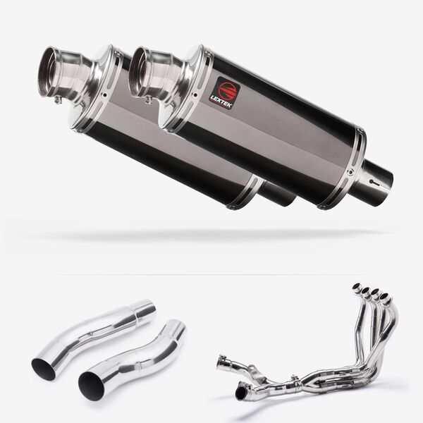 Lextek Smoked Stainless Steel OP16 250mm Exhaust System for Kawasaki Z1000 (10-19)